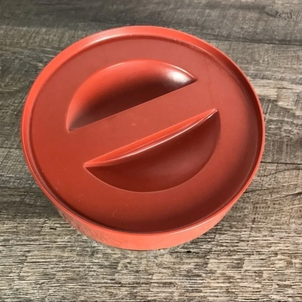 Vintage PYREX CANISTER Rust orange Lid GLASS STORAGE Container‎ See-N-Store MCM